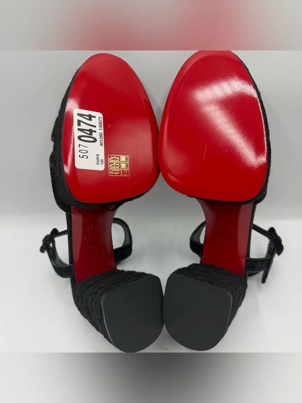 NIB Christian Louboutin Black Espadrille Calakala Platform Chunky 85 mm Heels